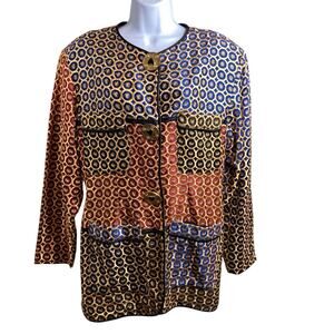 Vintage Celia‎ Tejada Colorful Patchwork Jacket Size M/L Y2K Art To Wear Boho